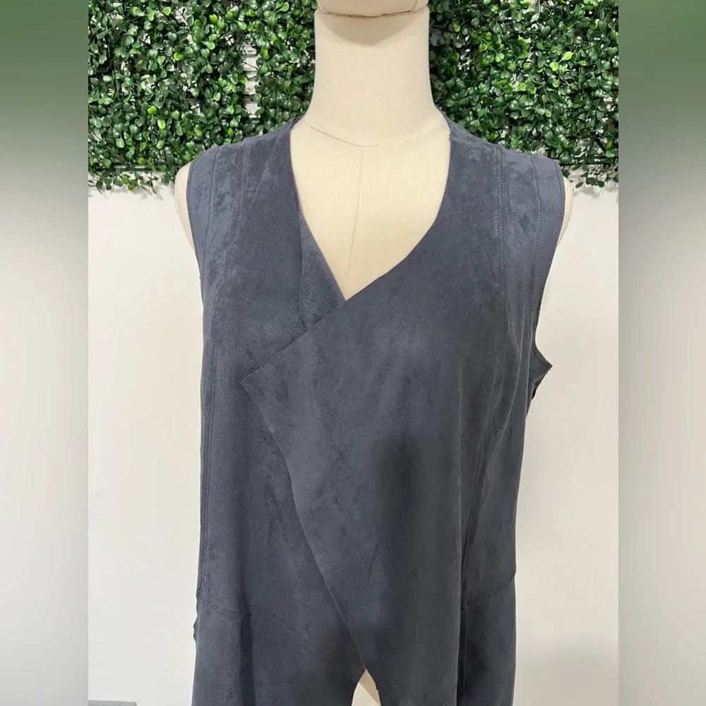 Lori Goldstein Lagenlook Dark Grey Drape Vest Size Small - Picture 2 of 8